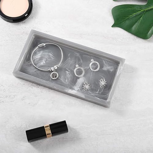 Miniatura 31 de Luxspire Bandeja de tocador de baño, tocador de resina, anillo de joyería, tanque de almacenamiento, fregadero de cocina, encimera, organizador