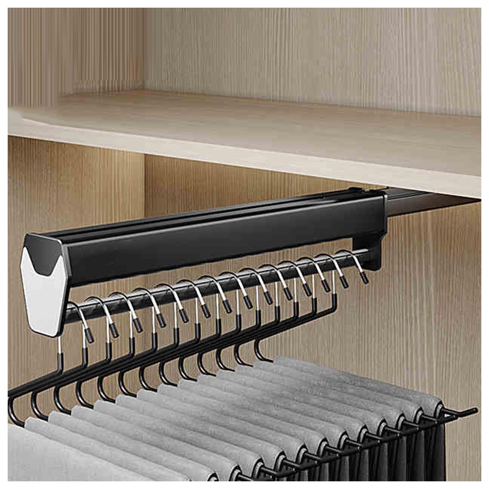 Porte-pantalons rétractable à double rail et extension 31cm