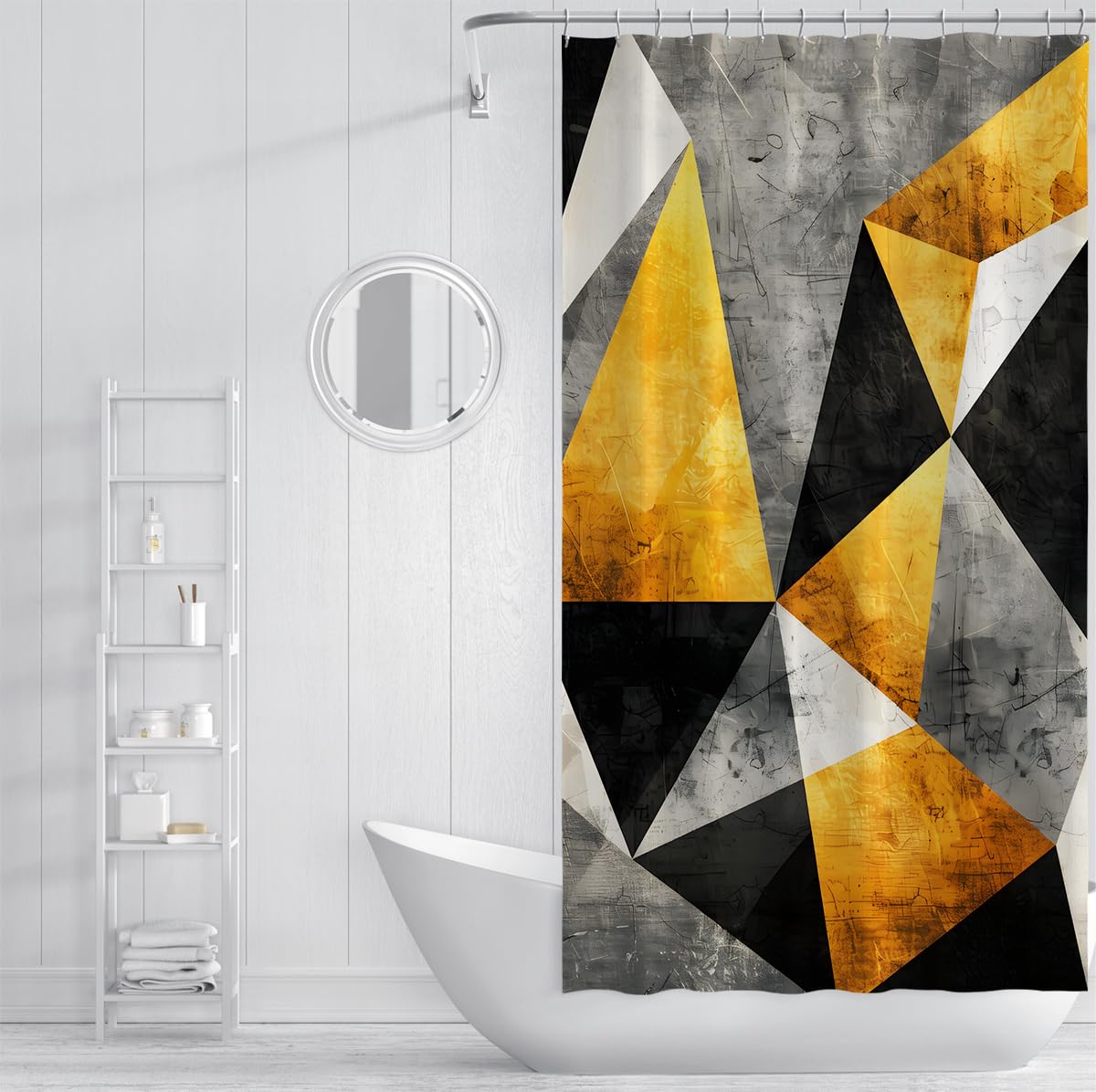 Rideau de Douche déco Salle de Bain Art géométrique W150xL200 cm