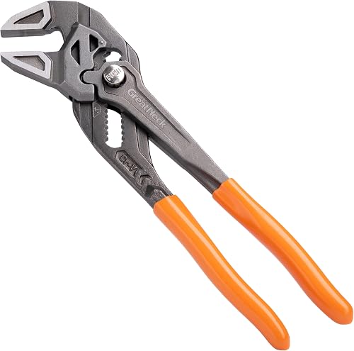 GreatNeck 7-Inch Pliers Wrench with Parallel Smooth Jaws & Push Button | 15-Position Adjustable Pliers, Drop-Forged CR-V Steel Tongue and Groove Pliers, Grey Phosphate Finish Groove Joint Pliers