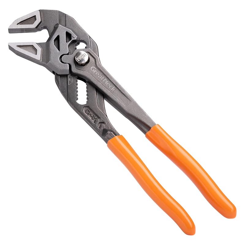 Alicate tipo chave ajustável Great Neck com mordentes lisos paralelos, botão de ajuste e abertura de até 3,8 cm, 17,8 cm