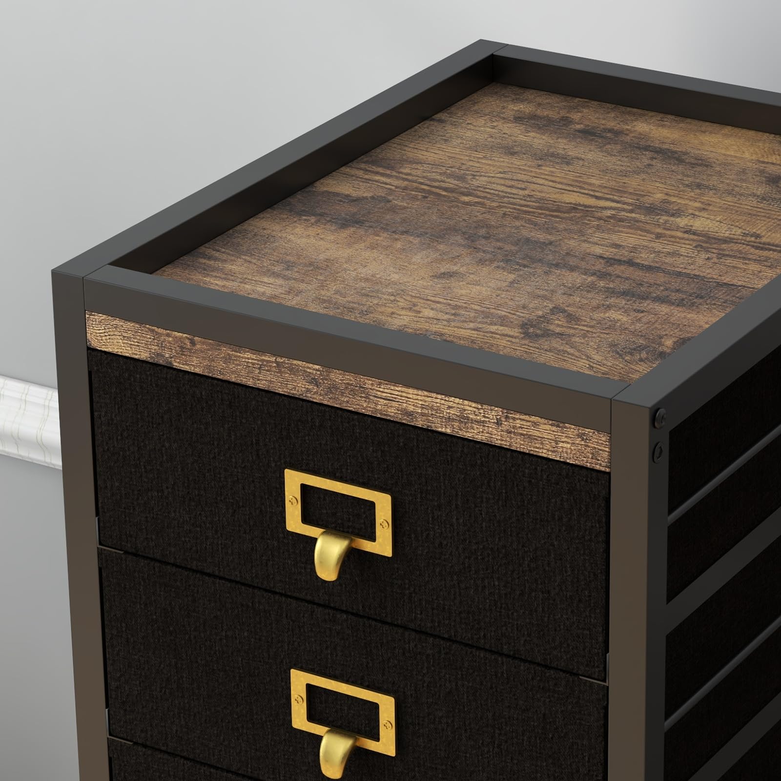 Archivador móvil con 2 cajones, unidad de almacenamiento debajo del escritorio con ruedas, muebles de almacenamiento de tela con marco de metal para el hogar, oficina, 40 x 40 x 66 cm