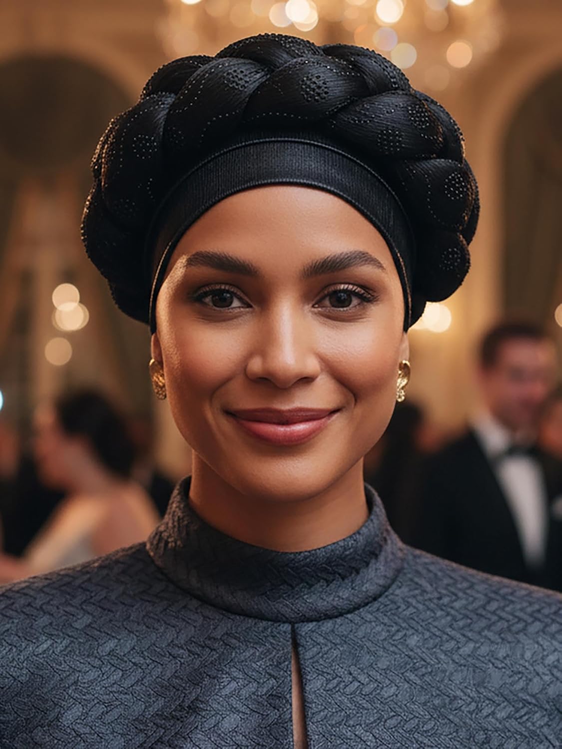 Woeoe African Headwrap Gold Braided Turbans for Women - Image 3