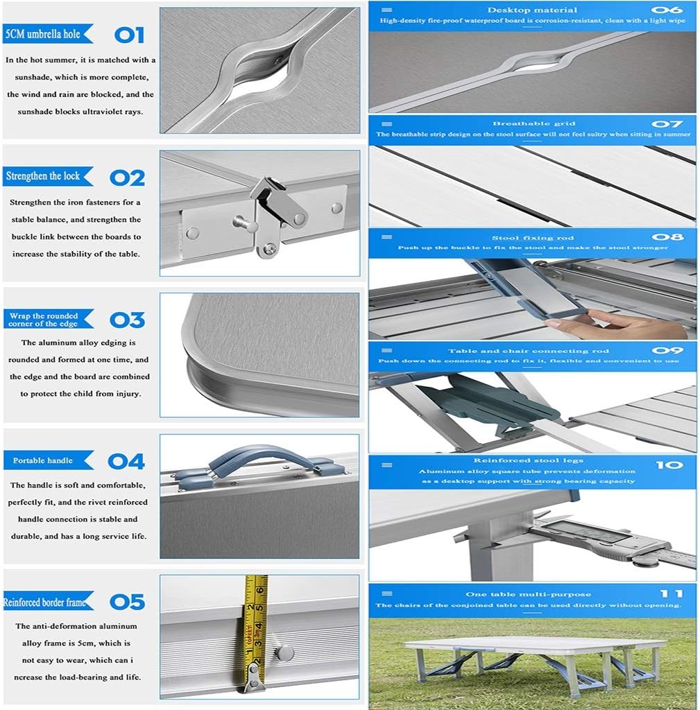 ZXQZ 折りたたみテーブル、アルミ屋外ポータブルキャンプテーブル