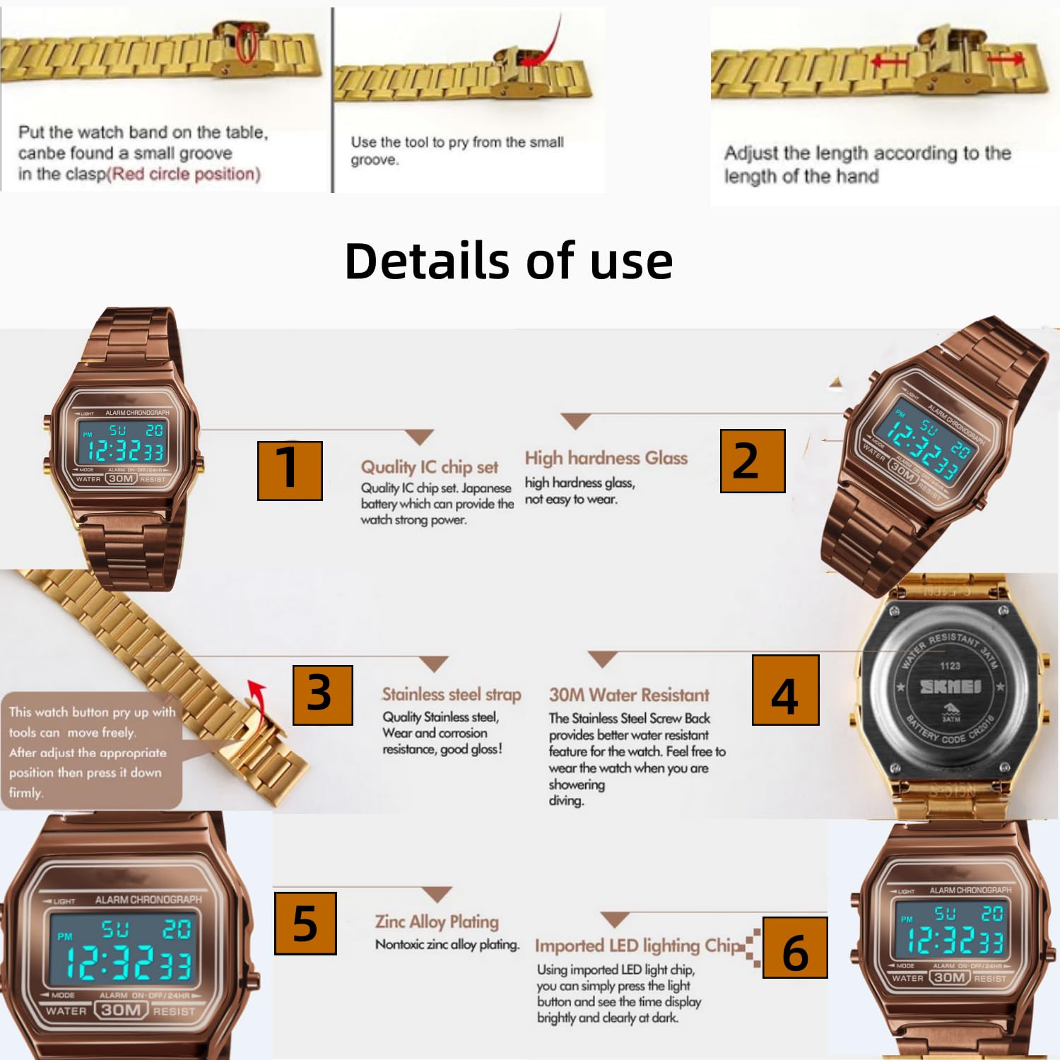 Orologio da polso di lusso di affari 30M impermeabile in acciaio inossidabile orologio sportivo orologio digitale orologio da polso