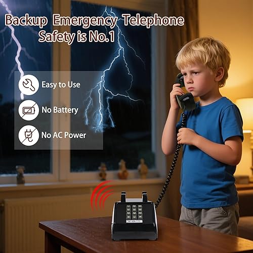 Miniatura 5 de Teléfonos analógicos retro para teléfono fijo (timbre mecánico), teléfono de escritorio vintage (compatible con ayuda de oído), teléfono de