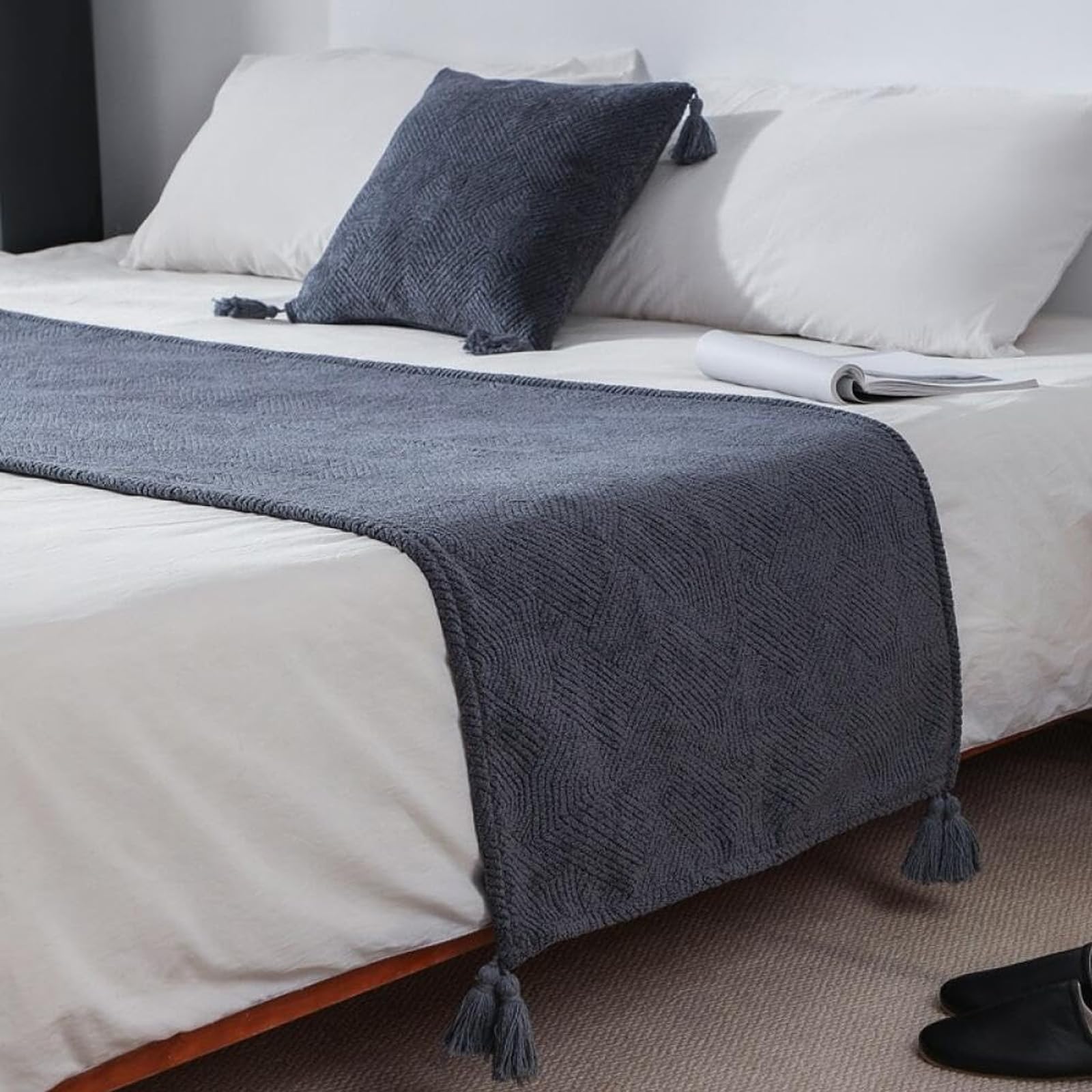 Pillowcase haut de gamme tissage gris foncé 45x45 pour lit et suite