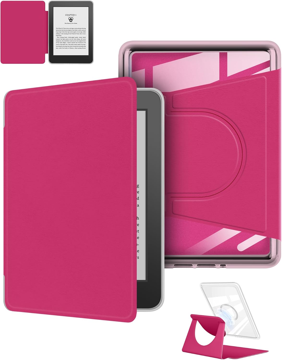 7” Capa para Kindle Colorsoft/Kindle Colorsoft Signature Edition (1ª geração) – modelo 2025/2024- Giratório Suporte com múltiplas posições – Removível Traseira Transparente