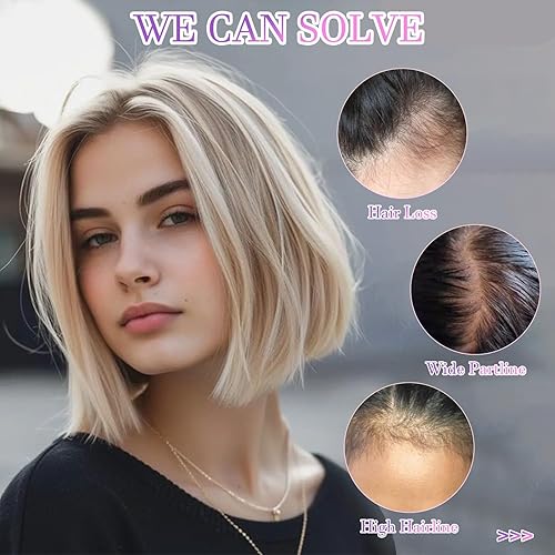 Miniatura 6 de Toppers para el cabello para mujer, 100% cabello humano, 10 pulgadas, toppers de cabello humano real rubio para mujer, adornos de cabello humano