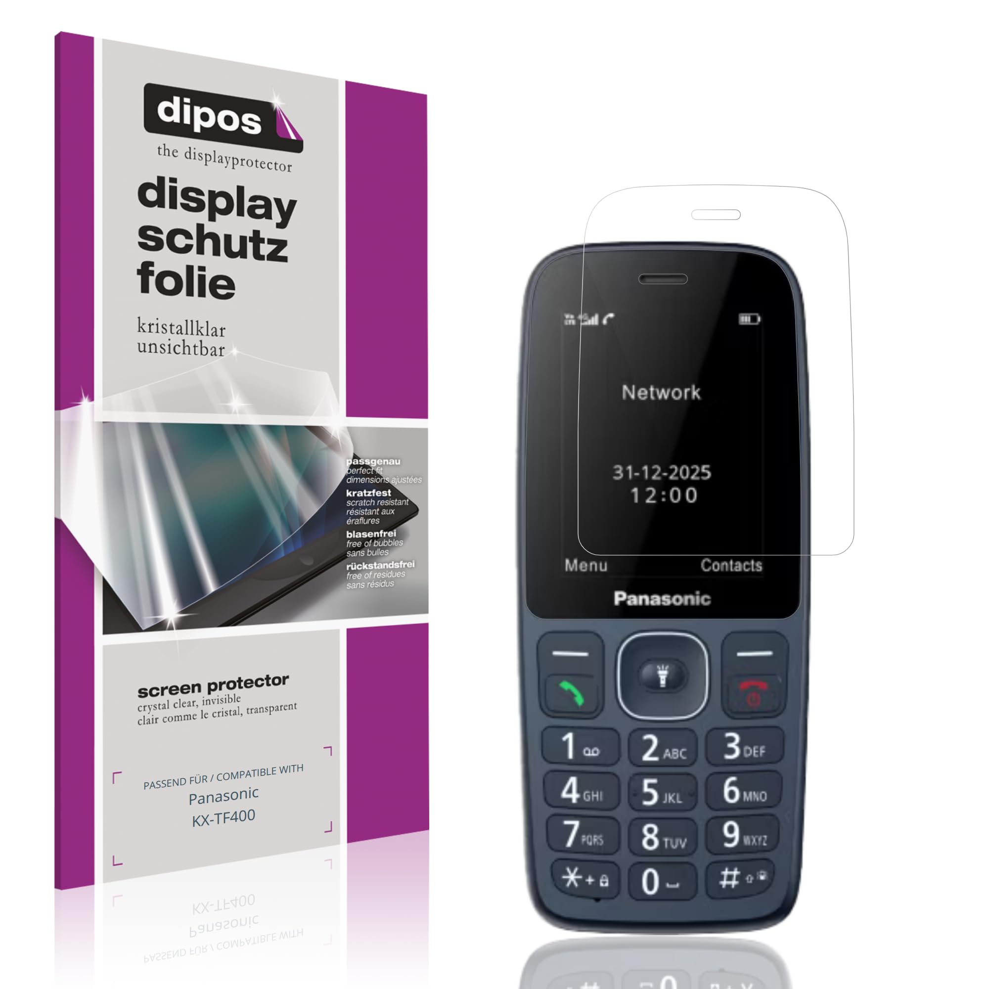 dipos I 4x Pellicola Protettiva compatibile con Panasonic KX-TF400 Pellicola di Protezione cristallo