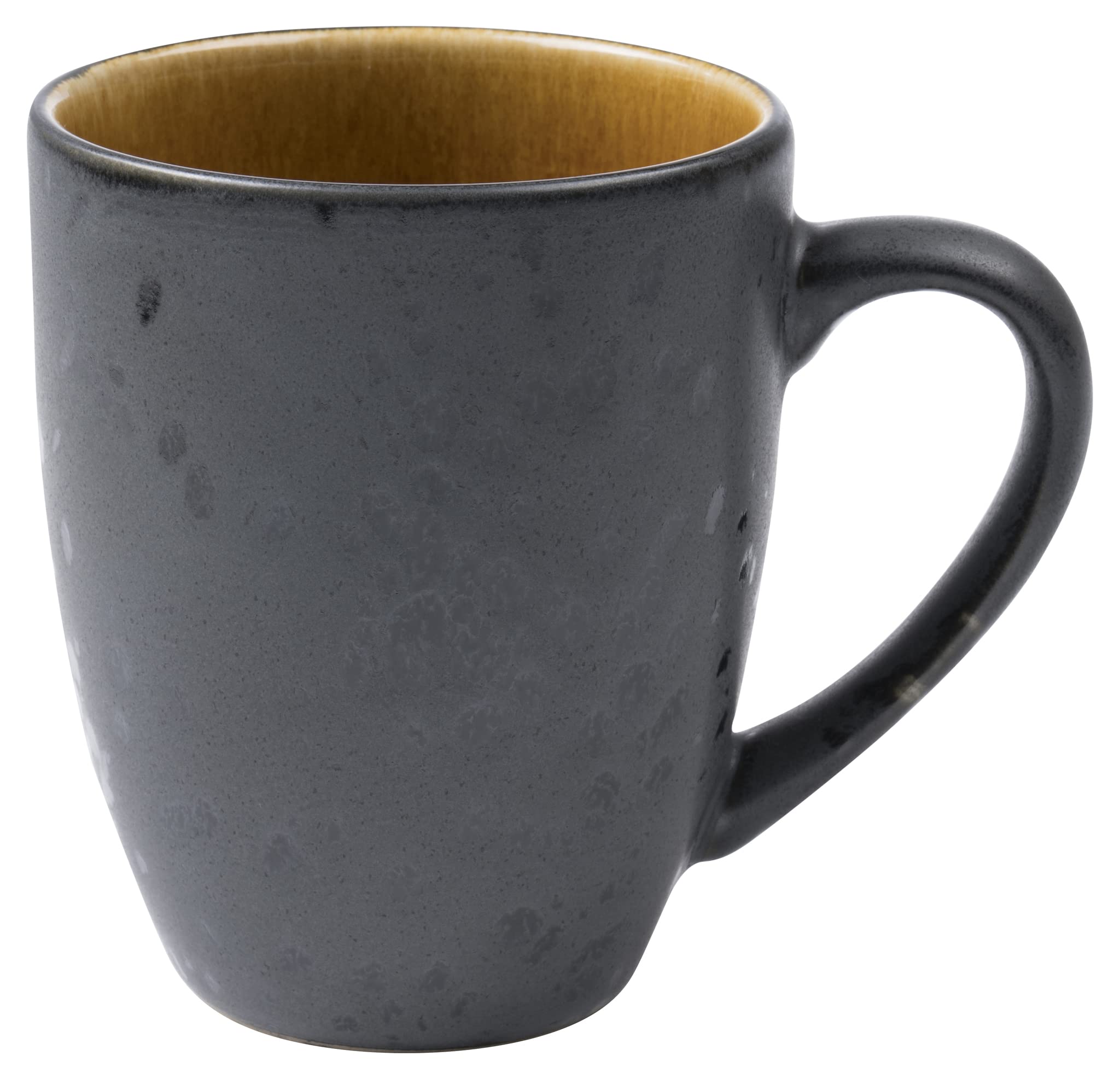 BITZ Kaffeetasse/Kaffeebecher, 30 cl, Steinzeug, zweifarbig (schwarz außen, bernstein innen)