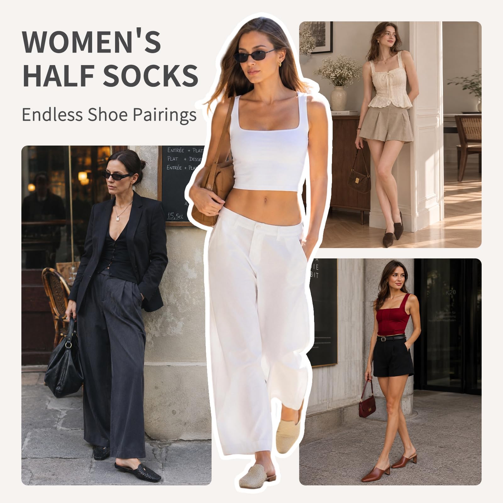 Yilanmy Calcetines de dedo para mujer, 6 pares, medias medias medias para tacones, forro invisible, cubierta para los dedos, calcetines antideslizantes | Calcetines antideslizantes de nailon para niñas