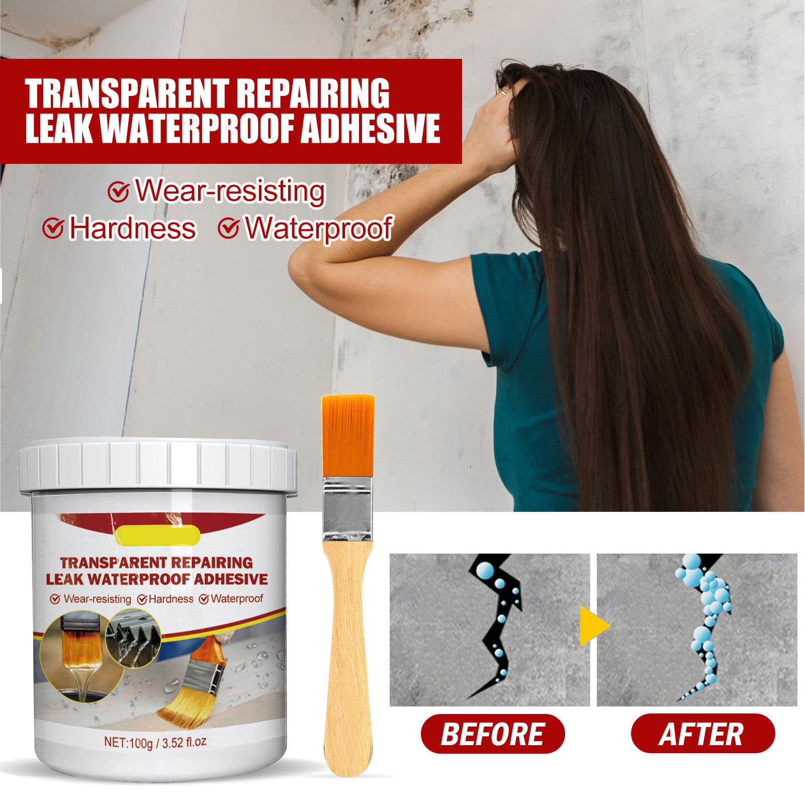 Leak Repair Coating, Efficient Leak Prevention, Glue, Waterproofing, Easy to Use, Wide Application, for Floor