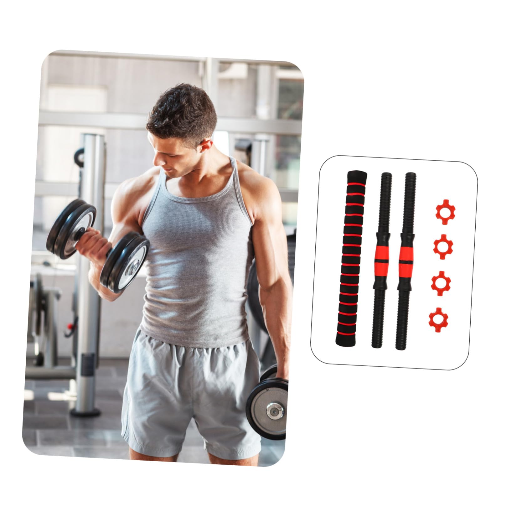 UKCOCO Set di Bilancieri Connettore in Acciaio Inox 40 Cm, Barra per Manubri Stabile e Confortevole per Allenamento Fitness Domestico e Palestra