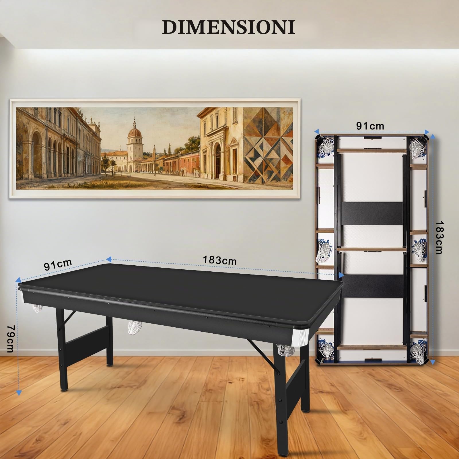 HLC, tavolo da biliardo pieghevole, tavolo da biliardo per pool e snooker, multifunzionale, con accessori, adatto per la casa. (tavolo da biliardo 6 piedi)