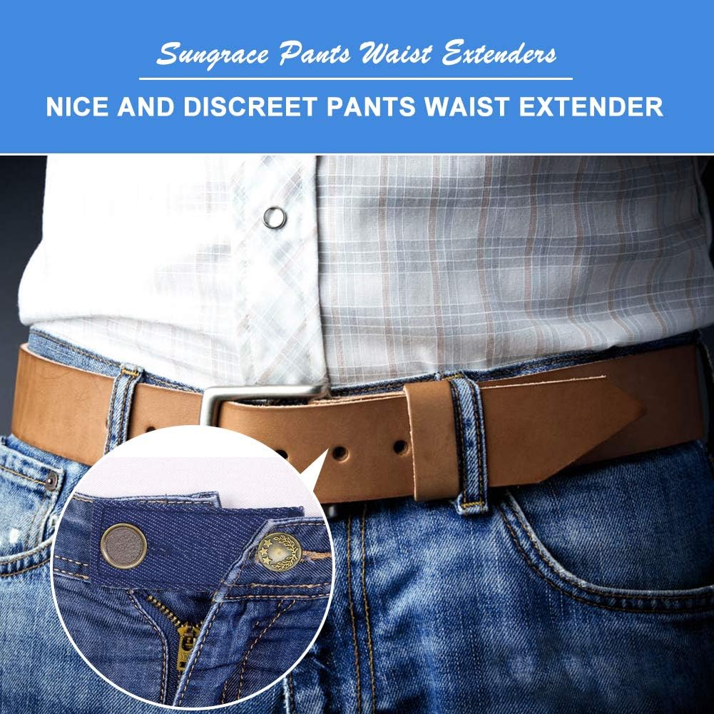 Adjustable Elastic Pants Waist Extenders and Jeans Extender (8 Pack)