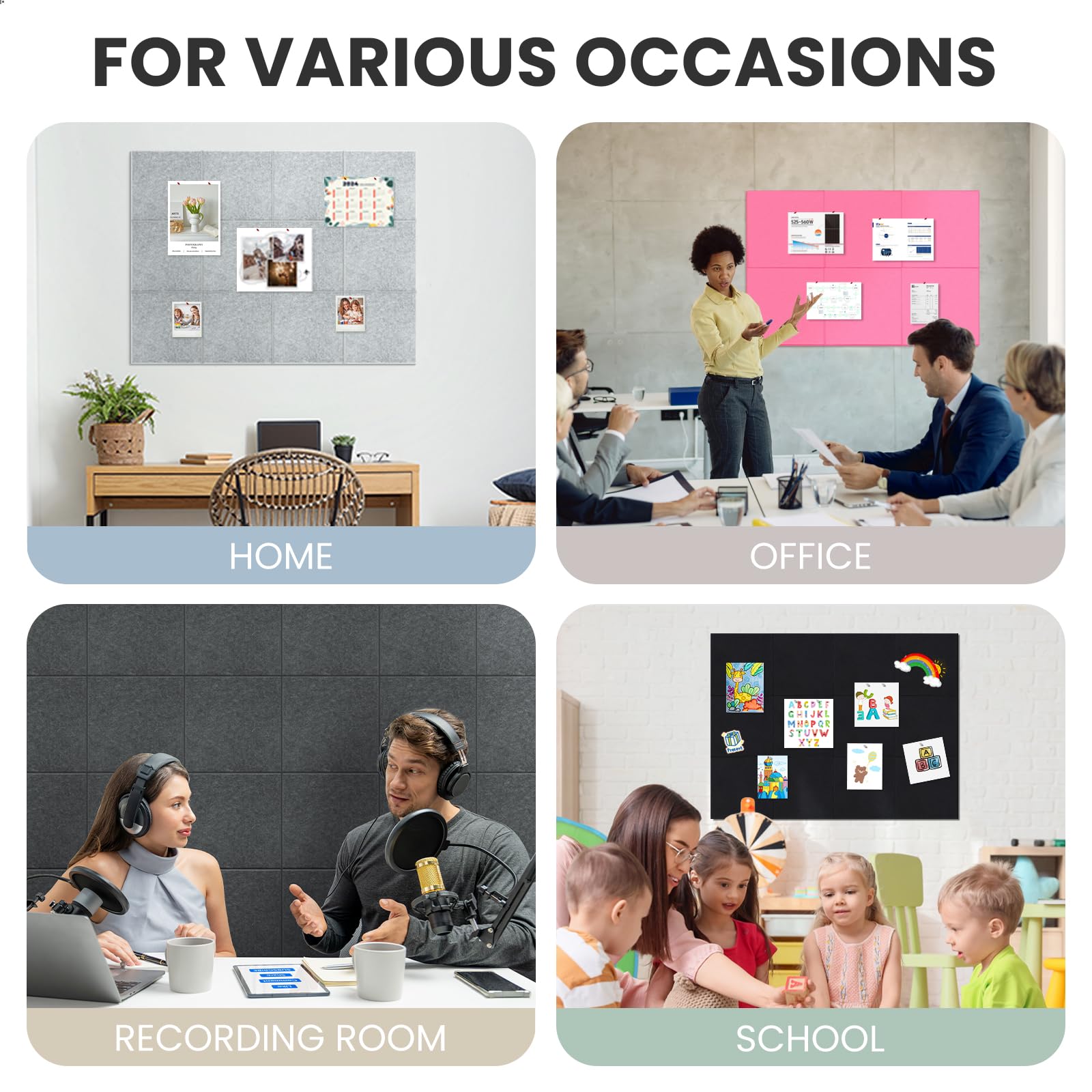 Lot De 12 Grands Tableaux D'affichage En Liège Alternatifs En Feutre