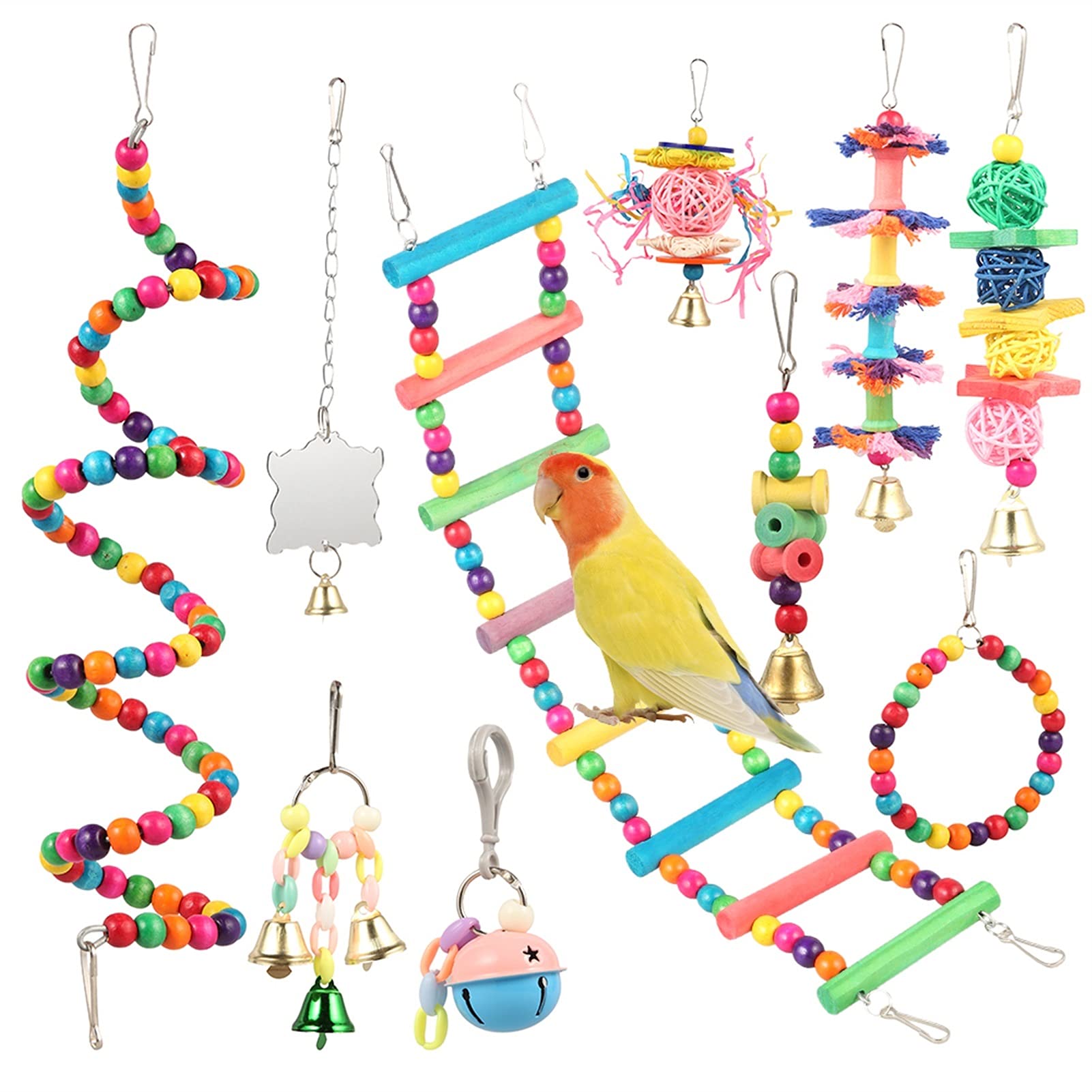 Vogelspielzeug 1. 0PCS / Set Kombination Papagei Spielzeug Vogelartikel Papagei Biss Spielzeug Vogel Spielzeug Papagei Lustige Schwinge Ball Bell Stehende Trainingsspielzeug