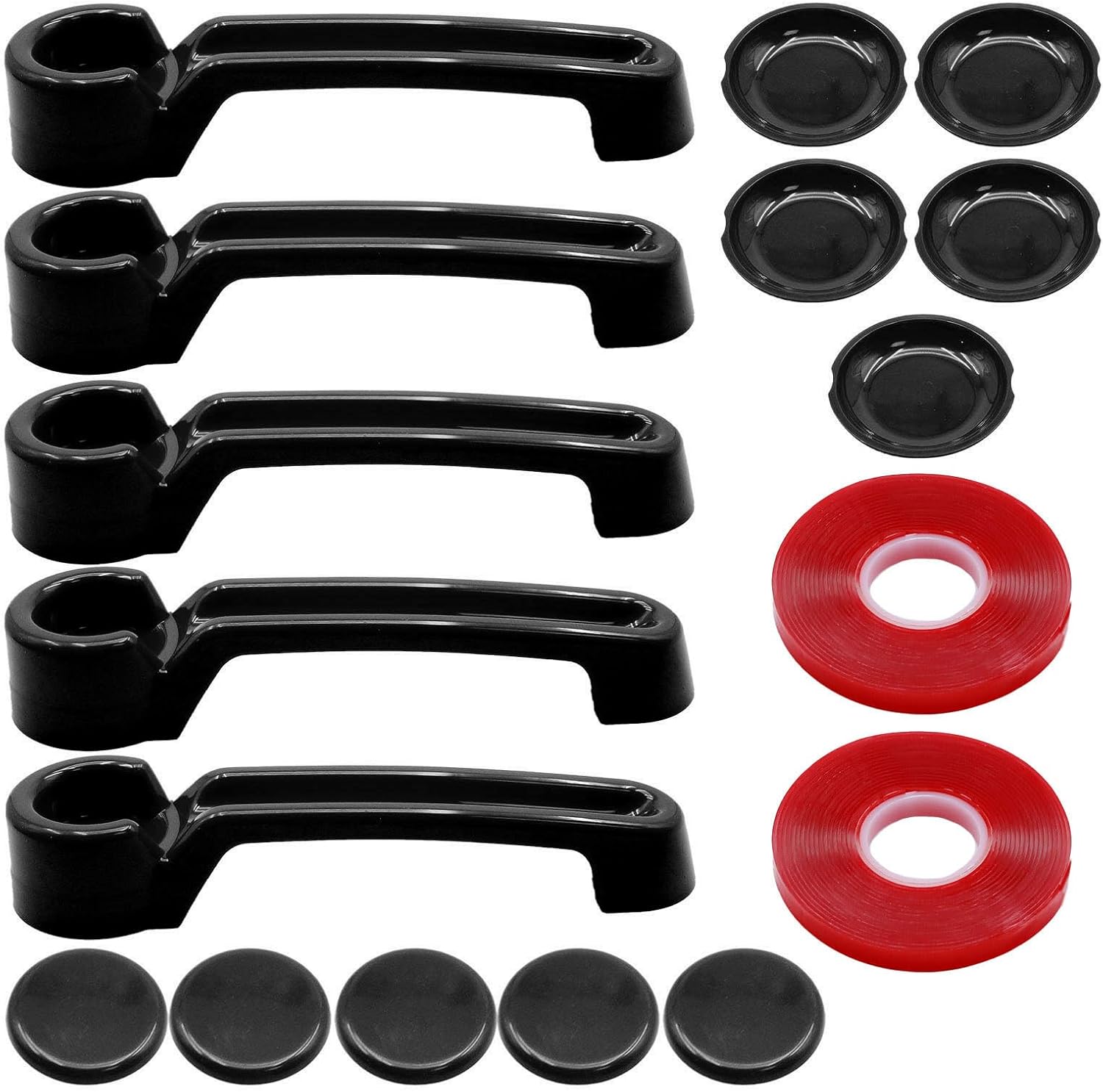SYOWADA 15 PCS Door Handle Covers Kits, Exterior Door Bowl Trim, Replacement for Wrangler JK JKU 2-Door 4-Door Handles 2007-2018 (Black)