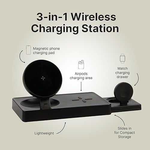 Miniatura 2 de Estación de carga inalámbrica magnética plegable 3 en 1, AllCharge Max de It's Just Smart, cargador de viaje para iPhone 15 14 13 12 11 Pro Max,
