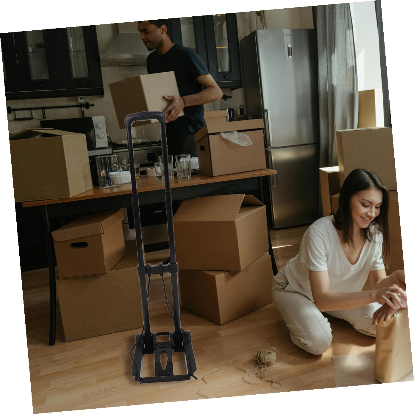 Beavorty Carrito de Compras Plegable Ruedas Carrito Utilitario Portátil Base de Plástico Reforzado y Cordón Ajustable de Viaje Compacto y Ligero para Mudanzas y Equipaje