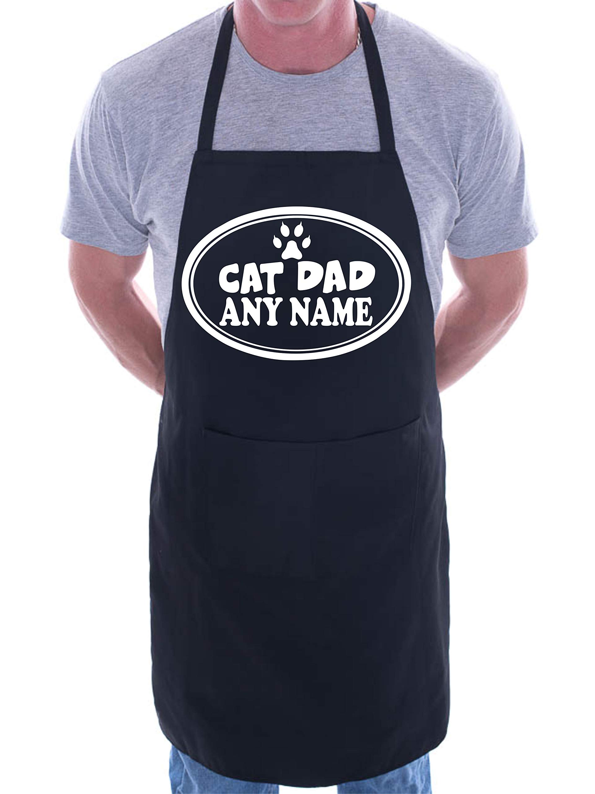 Print4U Chef BBQ Personalised Apron Cat Dad Any Name Black