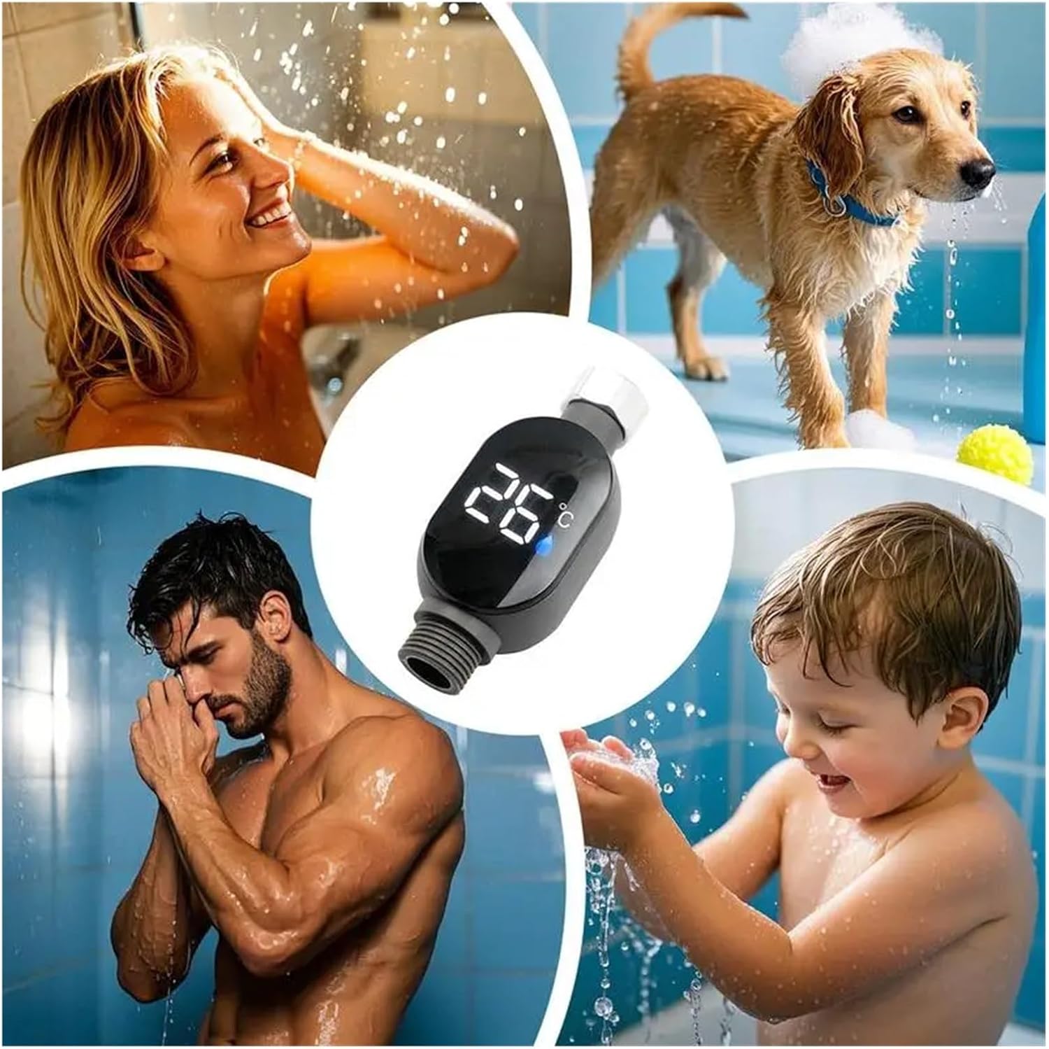 Digital Gauge. LED Shower Temperature Gauge Led Digital Display Bath Water Temperature Gauge Waterproof Bath Thermostat for Home Bathroom .LED Faucet Thermomete