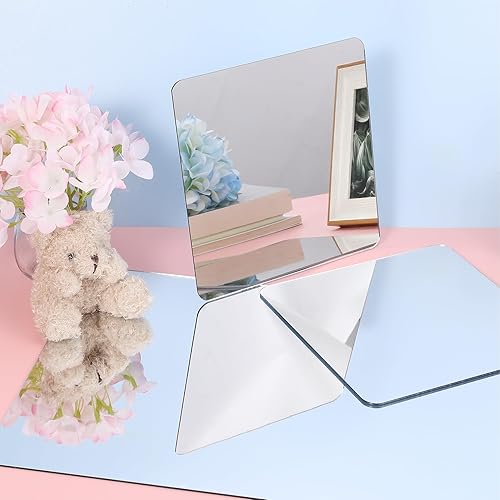 Miniatura 5 de Azulejos de espejo acrílico autoadhesivos, paquete de 6 hojas flexibles, calcomanías de pared de 12 x 16 pulgadas, sin marco de plástico, sin