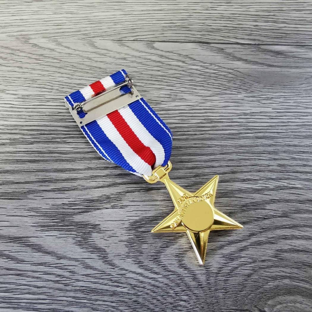 US Silver Star Military Medal Bronze Star Souvenir Badge-WW2 USA USSR Military Badge Medal Collection Order of The Patriotic War Award Copy, Gold