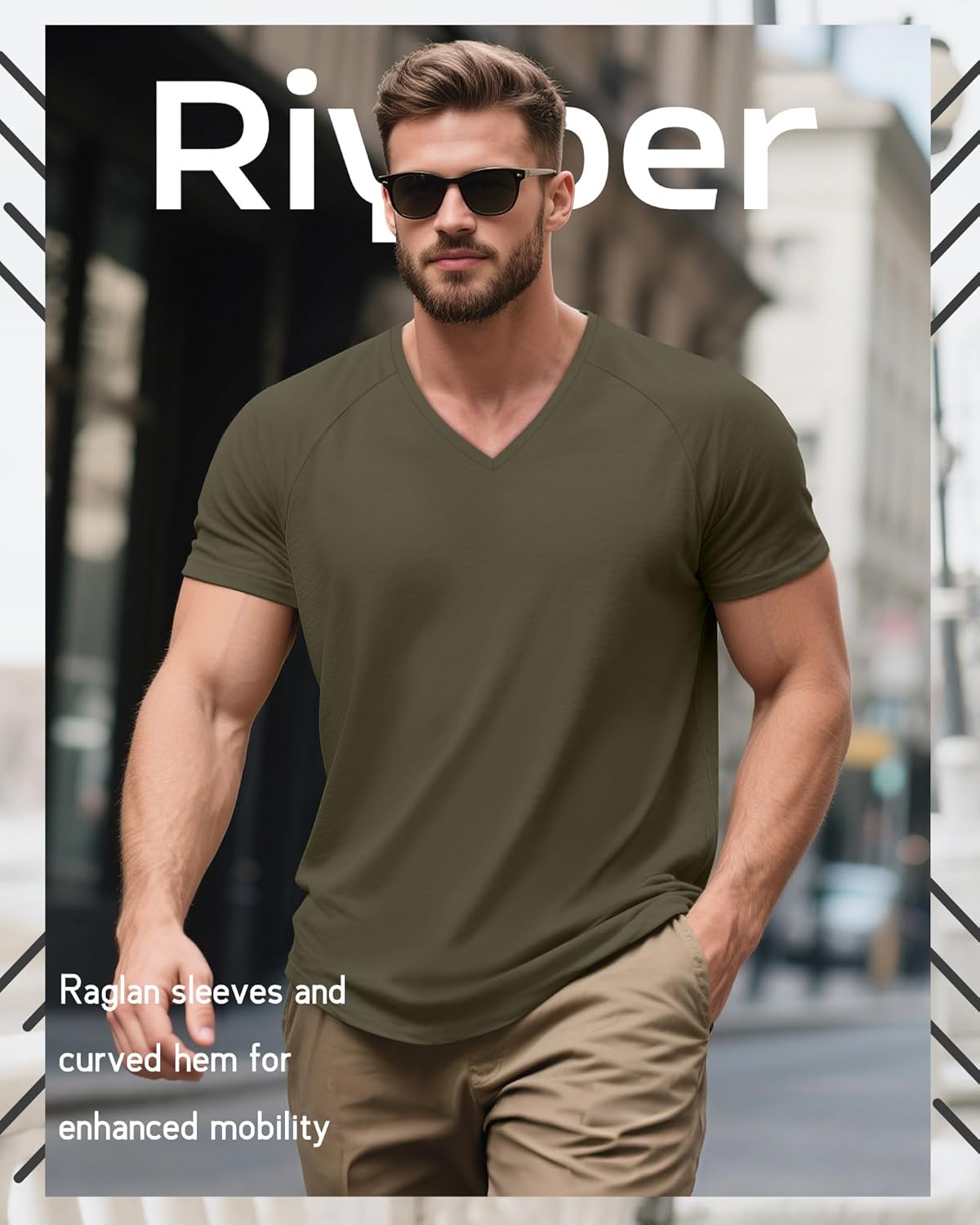 Riyiper 3 Pack Men's Big and Tall T-Shirts V Neck Short Sleeve Plus Size Tops Raglan Casual Stretch Summer Basic Tee Shirts - Image 4