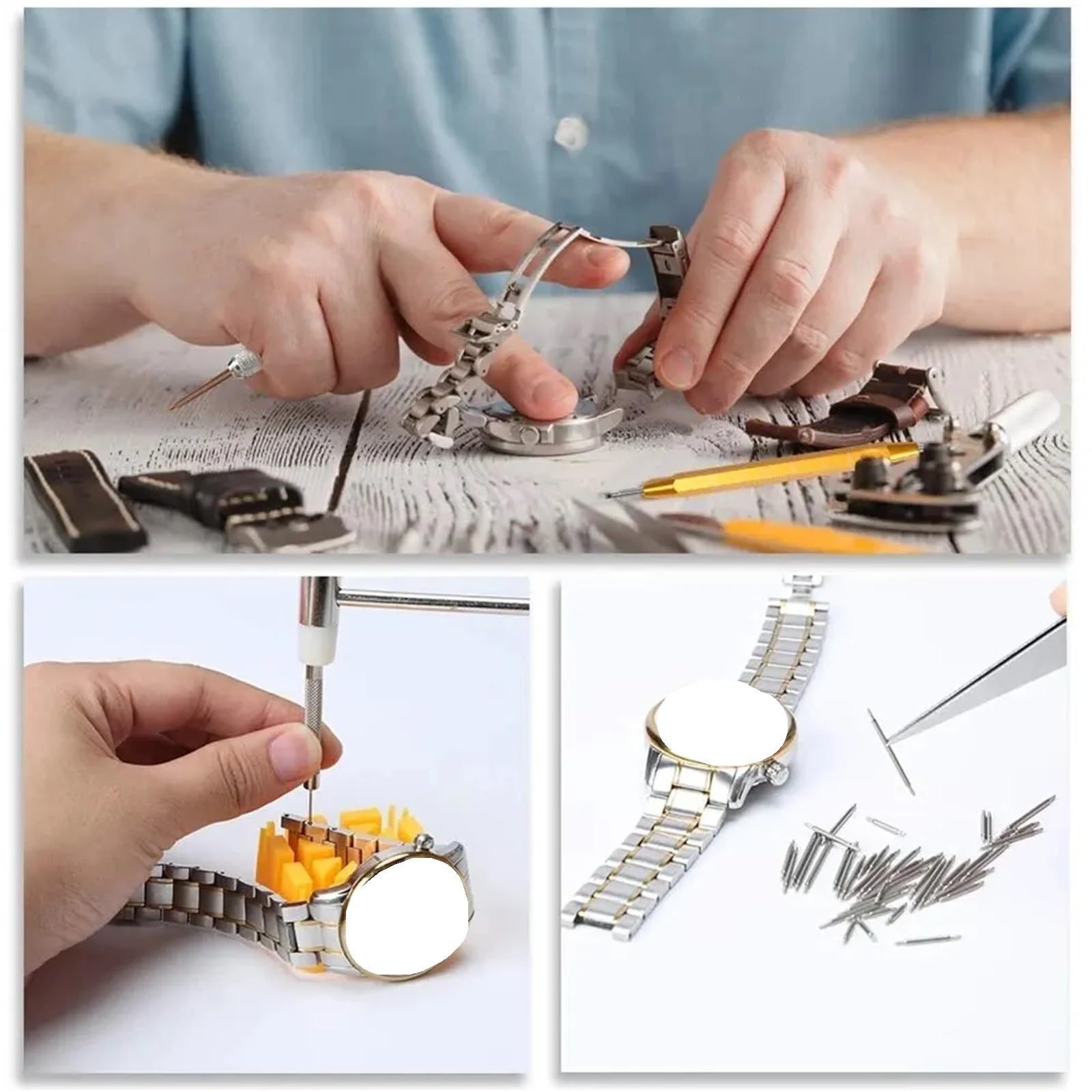 Kit di Riparazione per Orologi da 212 Pezzi: Apri Orologi, Kit di Attrezzi per la Riparazione, Leva, cacciavite, Spillo, Martello, Accessorio per Cinturino.