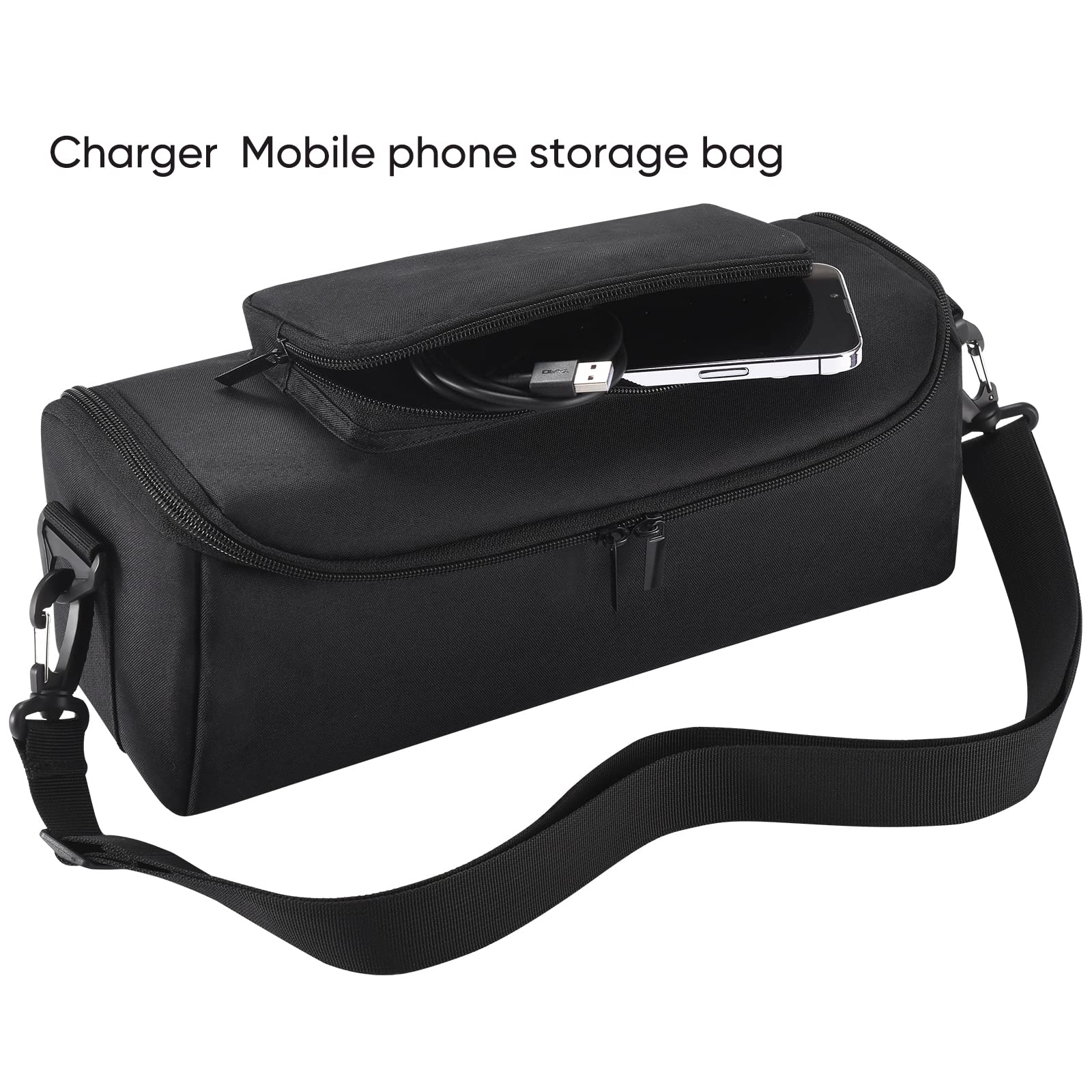 Housse Coque Étui pour Sony SRS-XB43 Extra Bass Haut-parleur portable sans fil étanche,SRS-XB43 Sac à bandoulière robuste,pochette de rangement supplémentaire pour chargeur,câble,accessoires
