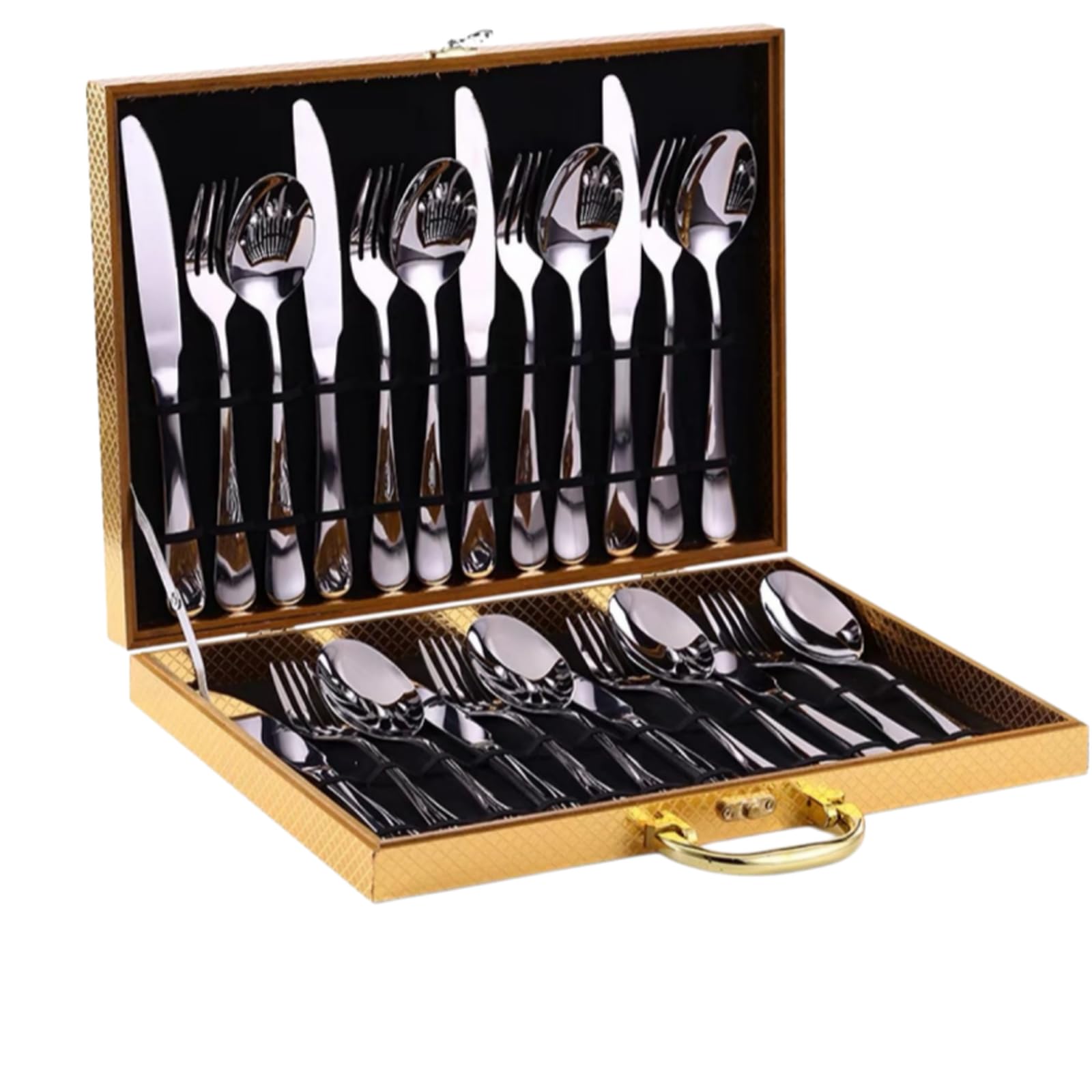 Set di posate in acciaio inossidabile da 12 pezzi con lussuosa confezione regalo, servizio di posate lucidate a specchio per 3 persone, set regalo con coltello, forchetta e cucchiaio da bistecca in