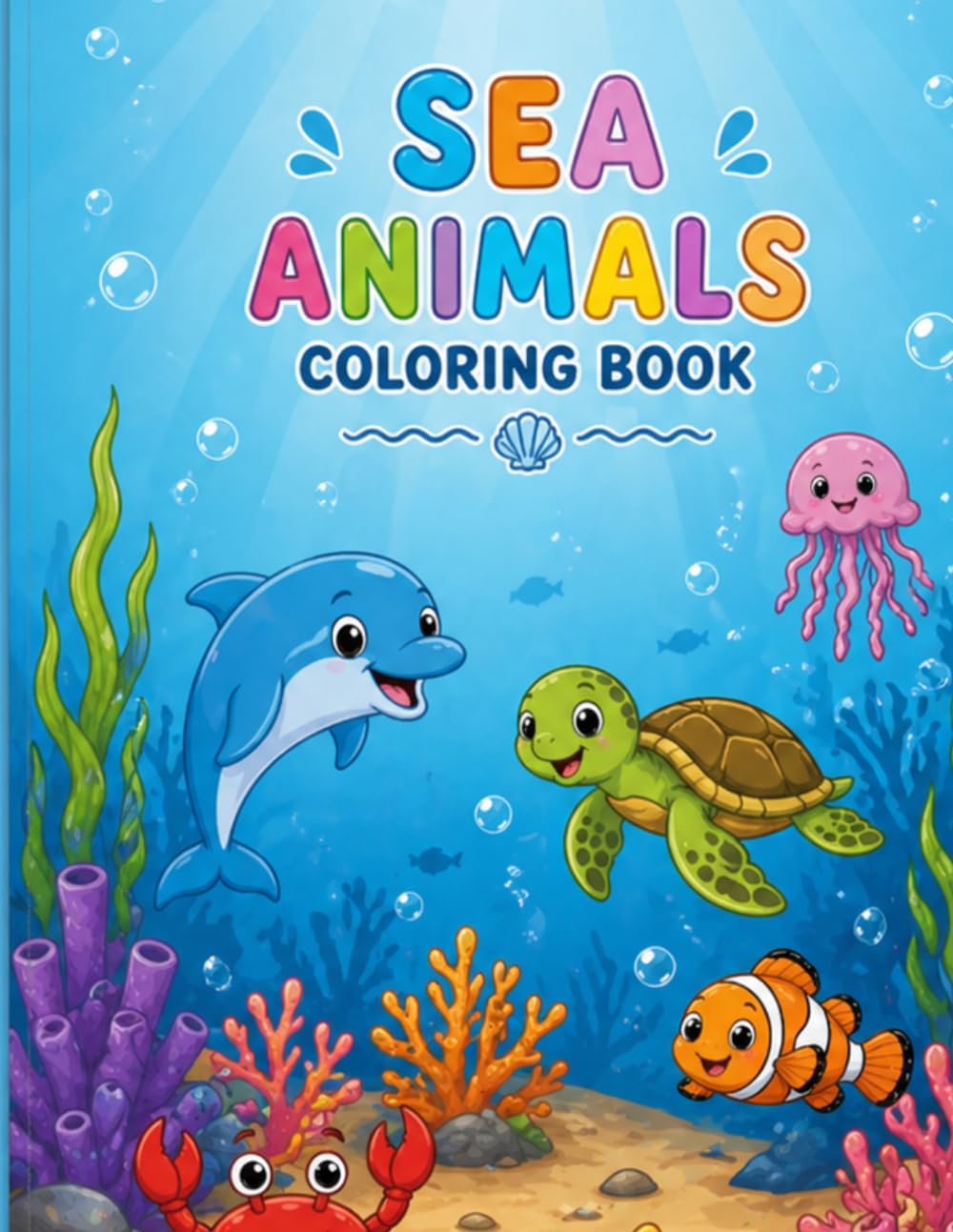 Sea Animals Coloring Book: Fun and Easy Ocean Coloring Pages for Kids