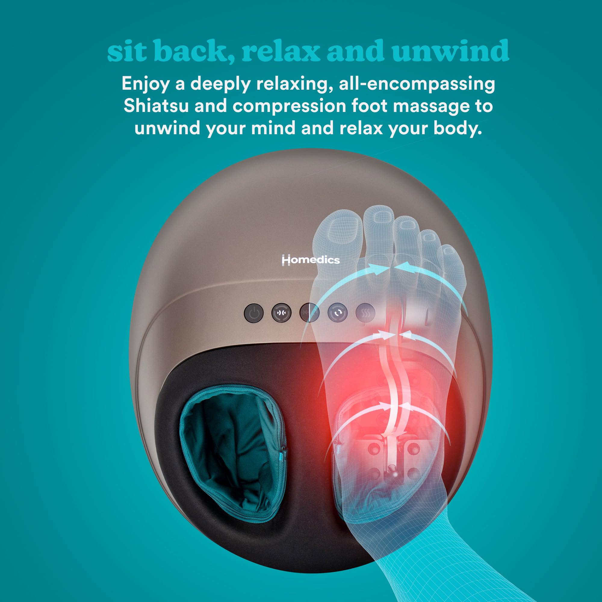 HoMedics Shiatsu Air Pro masażer do stóp – elektryczny masażer do stóp z kompresją powietrza, opcjonalnym ciepłem i głębokim masażem Shiatsu, prezent dla kobiet i osób starszych