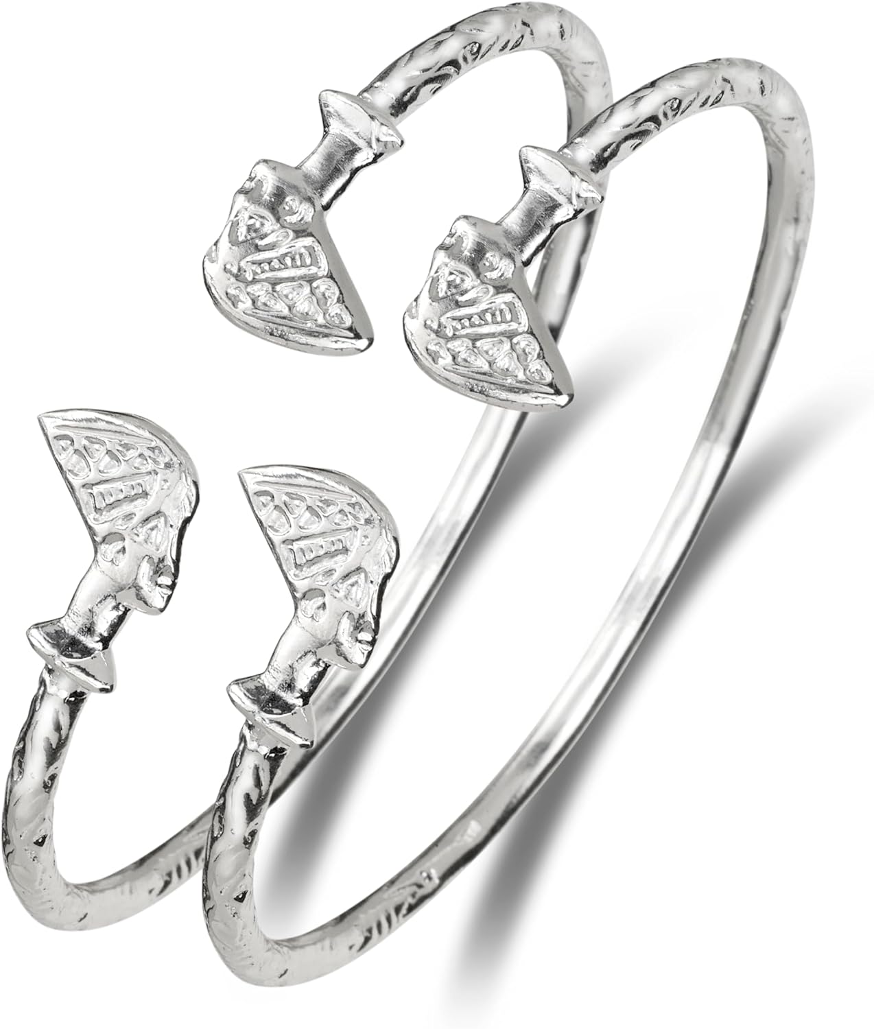 Solid .925 Sterling Silver Thick Queen Nefertiti West Indian Bangles, cuff bracelets, Egypt Jewelry for women, 1 pair