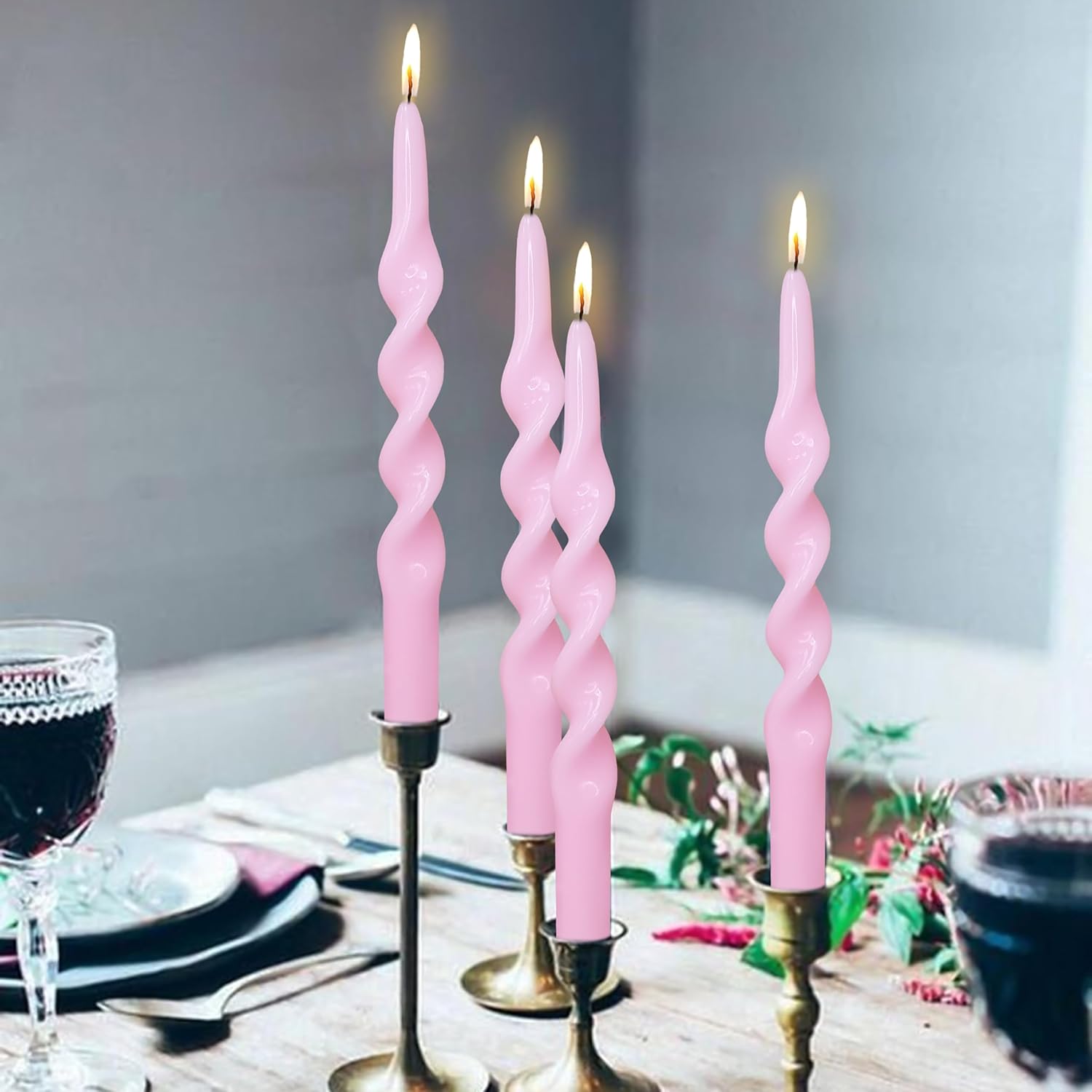 Spiral Taper Candle Twisted Candlesticks Pastel Candle Sticks Long Tapered Candles Unscented Twirl Candle Tall Smokeless Candle for Home Décor Weddings
