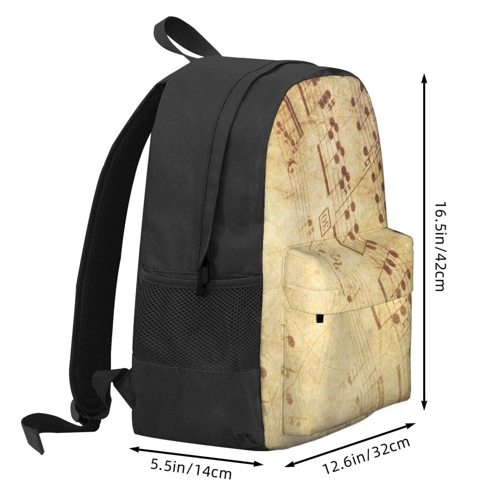 Notenblätter für Damen und Herren, Laptop-Rucksack, Reiserucksack, Sporttasche, Schultaschen für Kinder, Mädchen, Jungen, Schwarz, Schwarz , One size
