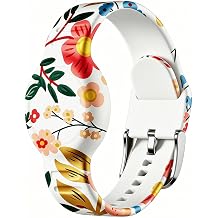 AirTag Kids Waterproof Cute Printed Air Tag Holder Soft Silicone Full Coverage Anti-lost Hidden Airtag Wristband Accessories for Kids, Silicone