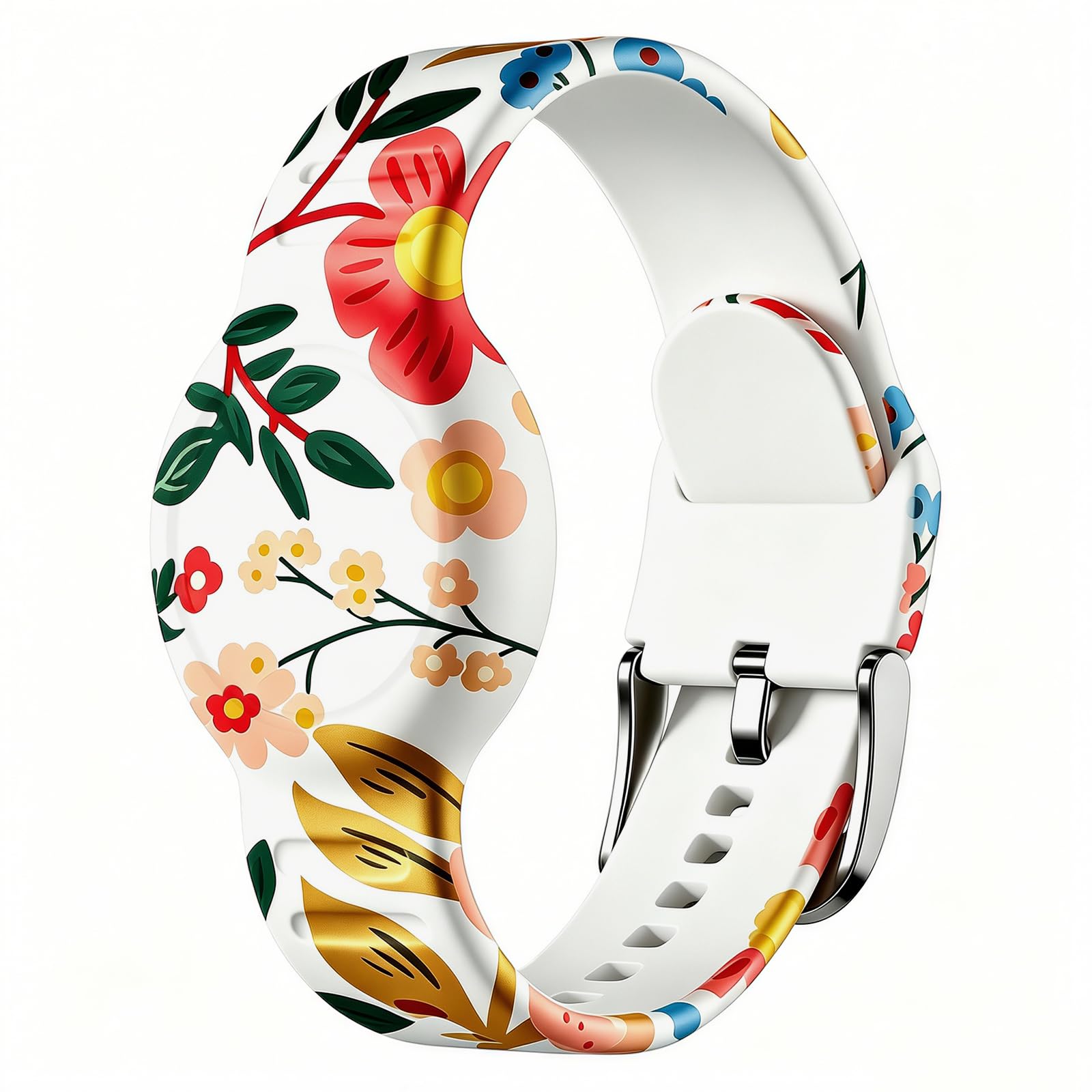 Foweroty AirTag Bracelet for Kids, Waterproof Cute Print Air tag Holder for Kids with Soft Silicone Full Coverage Anti-Lost Hidden Airtag Wristband Accessories for Child, Flower-image-41