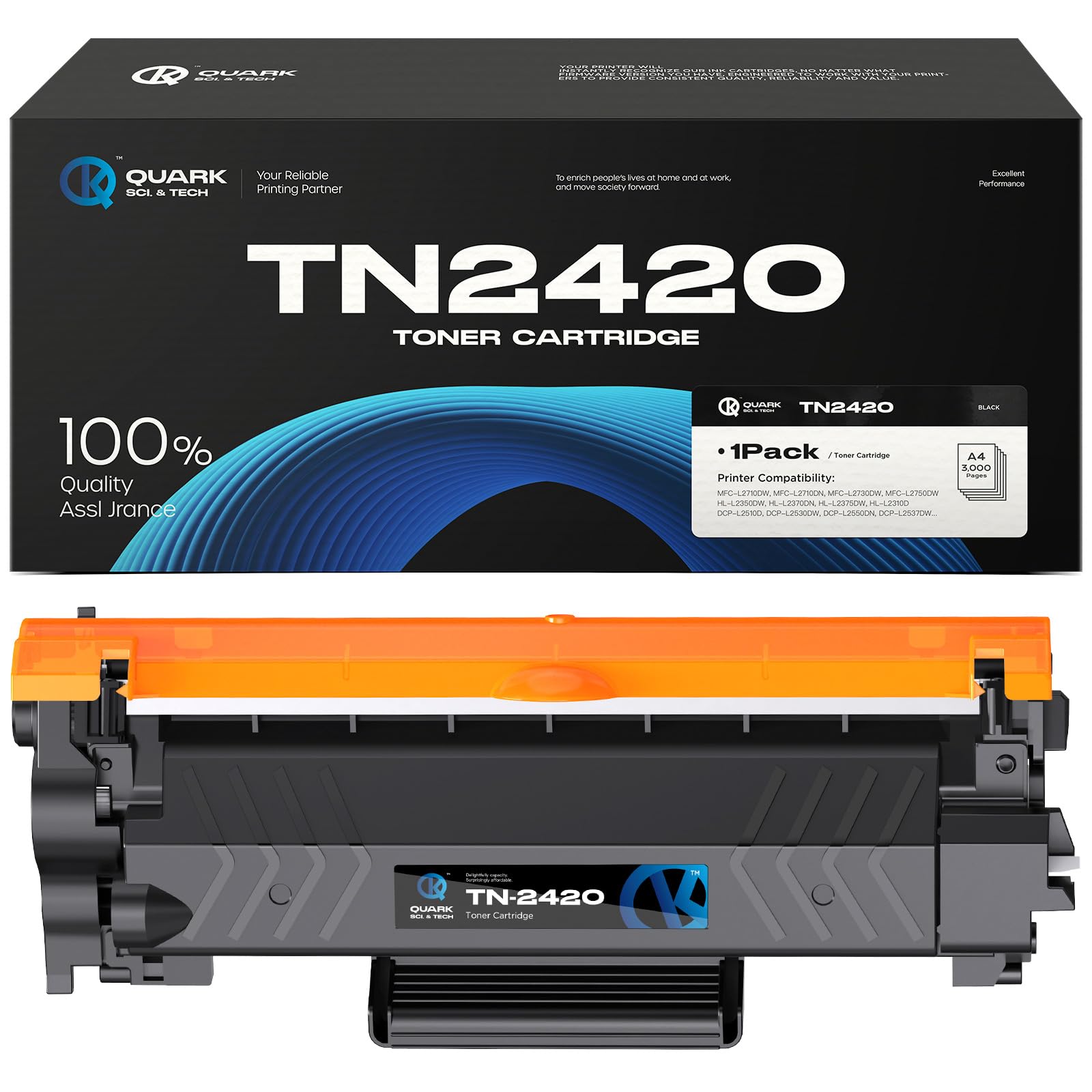 Quark Toner TN2420 TN-2420 compatibile per Brother MFC L2710DW TN 2420 2410 TN2410 MFC-L2710DW HL-L2350DW MFC-L2710DN HL-L2310D DCP-L2530DW MFC-L2750DW DCP-L2510D (1 Nero)