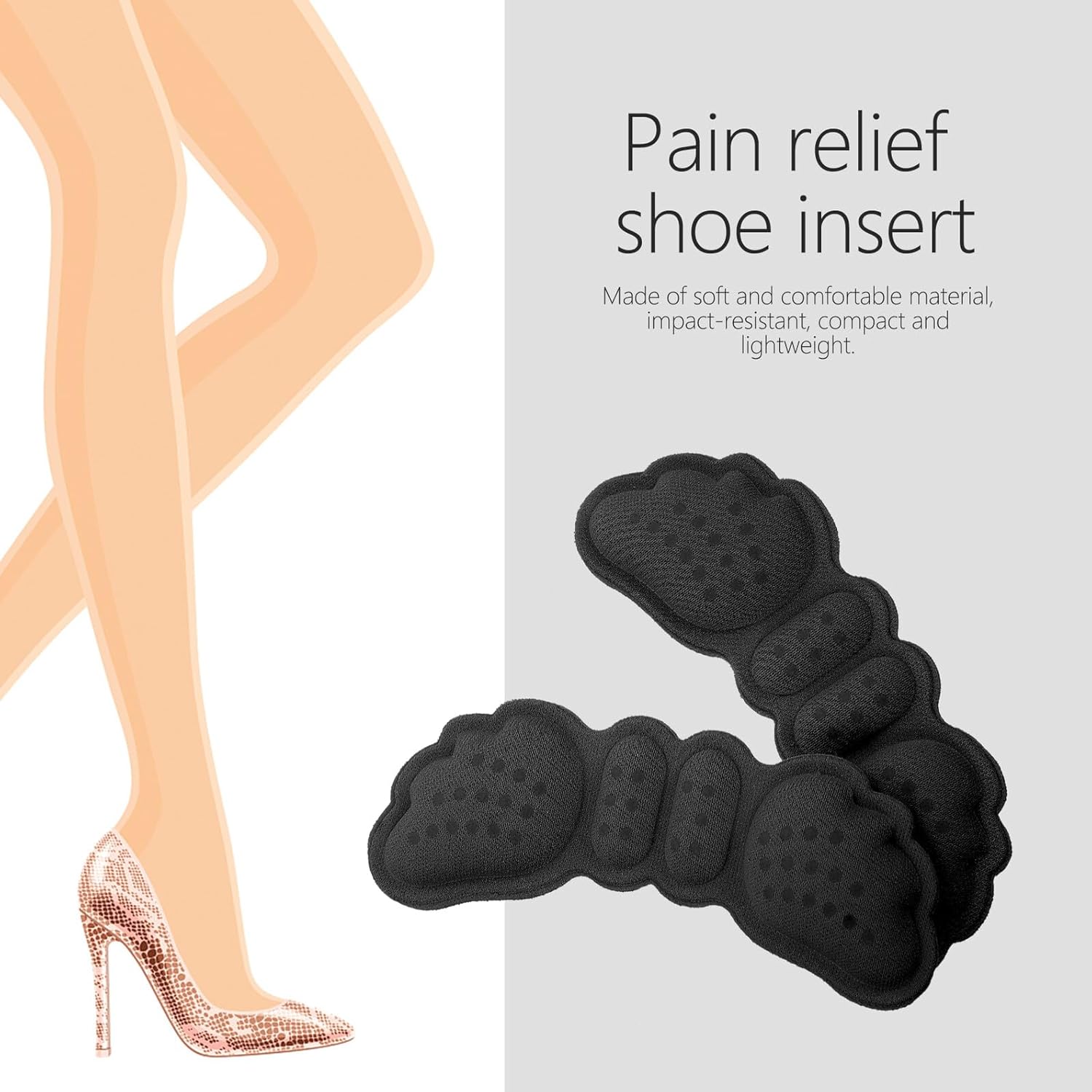 High Heel Cushion Pads 10pcs Anti-Slip Wear-Resistant Heel Patch Inserts Thin Invisible Sponge Foot Pads for Women’s Shoes Prevent Blisters