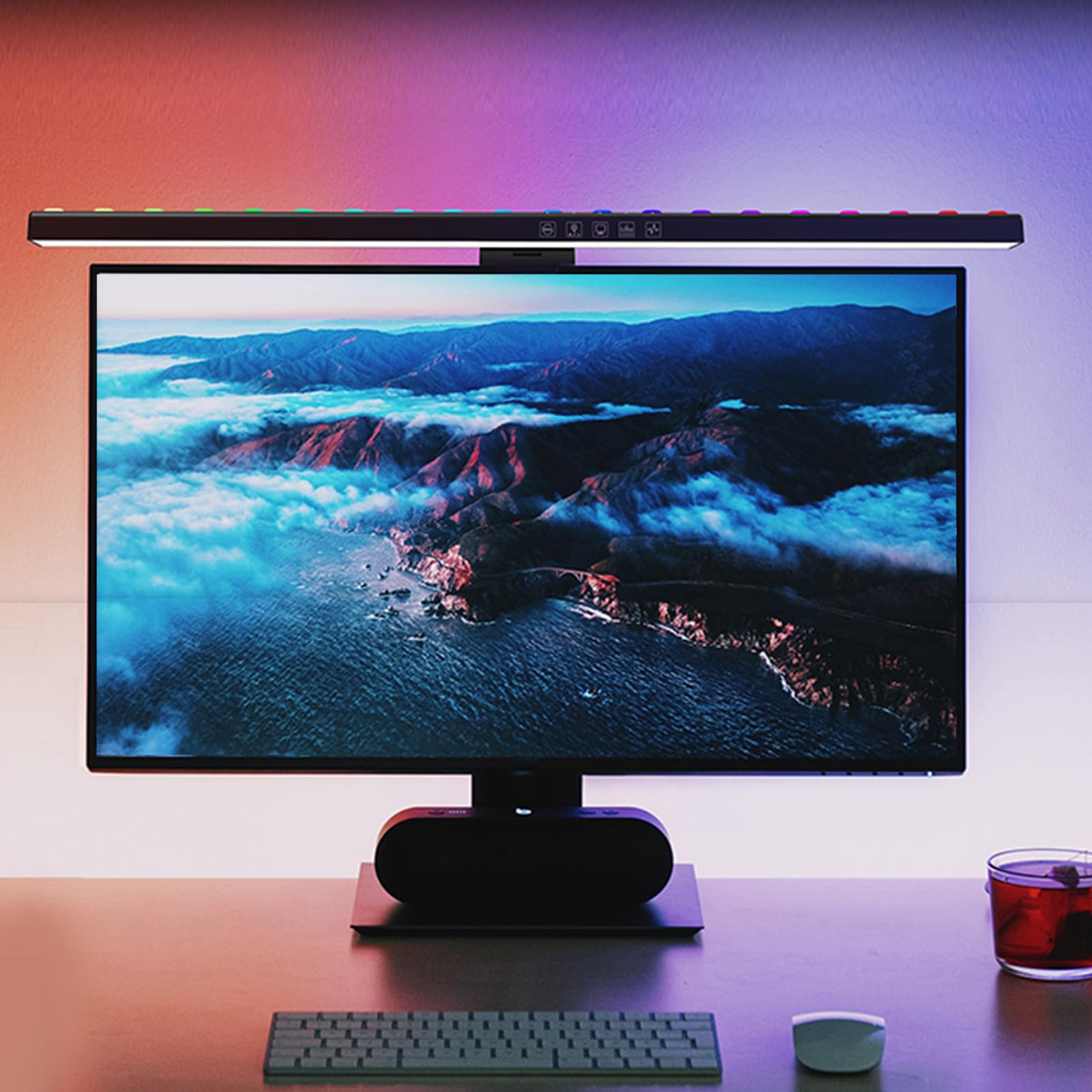 Barra Luminosa per Monitor di Computer, Regolazione Continua da 300 Lm Lampada da Scrivania per Monitor a Doppia Luce Barra Luminosa per Schermo RGB Protezione per gli Occhi