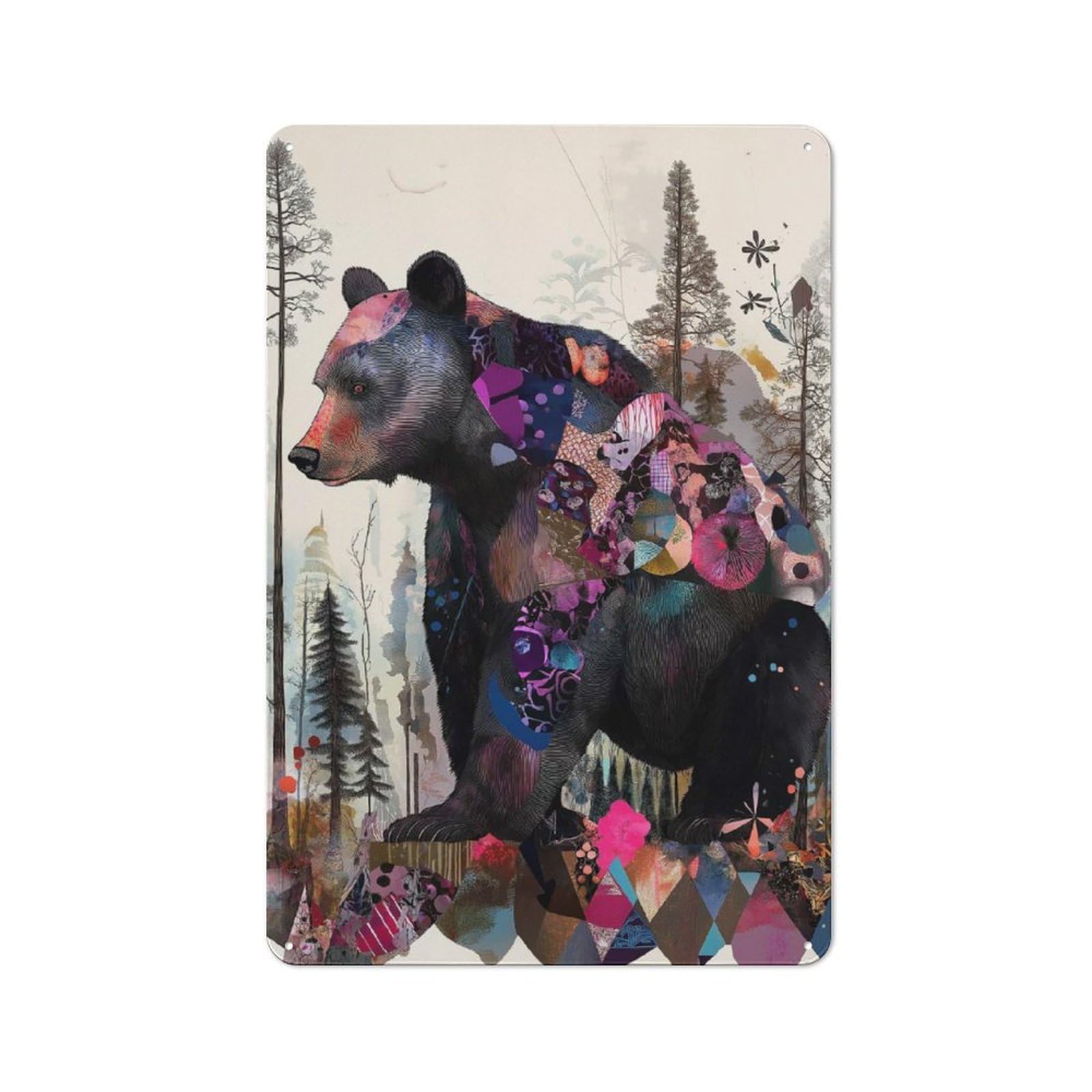 Junmoney Bear In A Forest Retro Metal Sign 30X20cm Featuring For Bar Or Restaurant, For Bar Decor Enthusiasts
