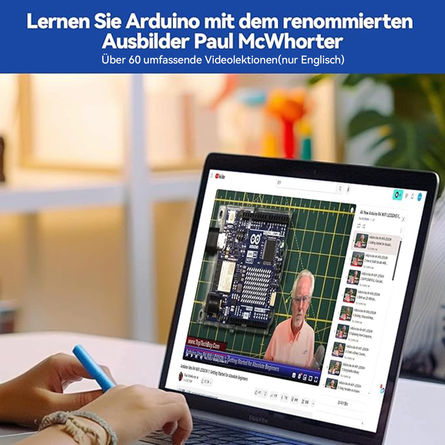 SunFounder Elite Explorer Kit mit original Arduino UNO R4 WiFi, RoHS-konform,Bluetooth,IoT,ESP32,IIC LCD1602,OLED, Super Starter Kit,Online-Tutorials & englische Videokurse für Anfänger & Ingenieure