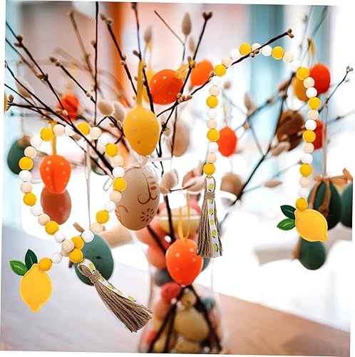 Miniatura 2 de ABOOFAN Abalorio de madera colgante decoración borla cuentas cadena colgante colgante pared hogar dic