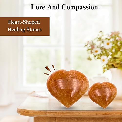 Miniatura 4 de GEMSCITE Piedra de aventurina roja tallada PuffPiedra de bolsillo de corazóncuración de Reiki y cuadrícula de cristal para el equilibrio natural de