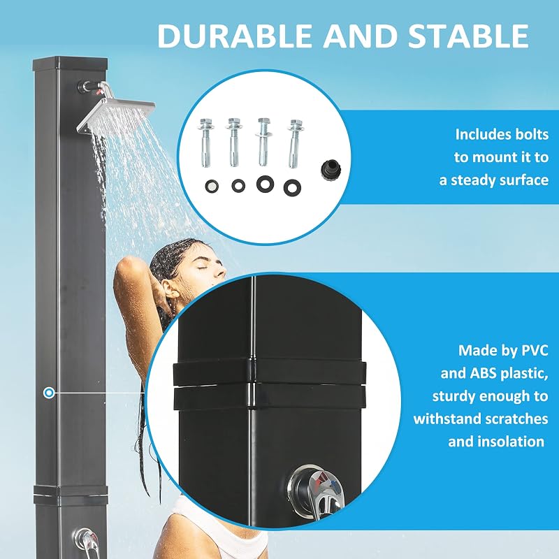Outsunny 10.6 Gallons Solar Heated Shower, Temperature Adjustment, 7ft image 6