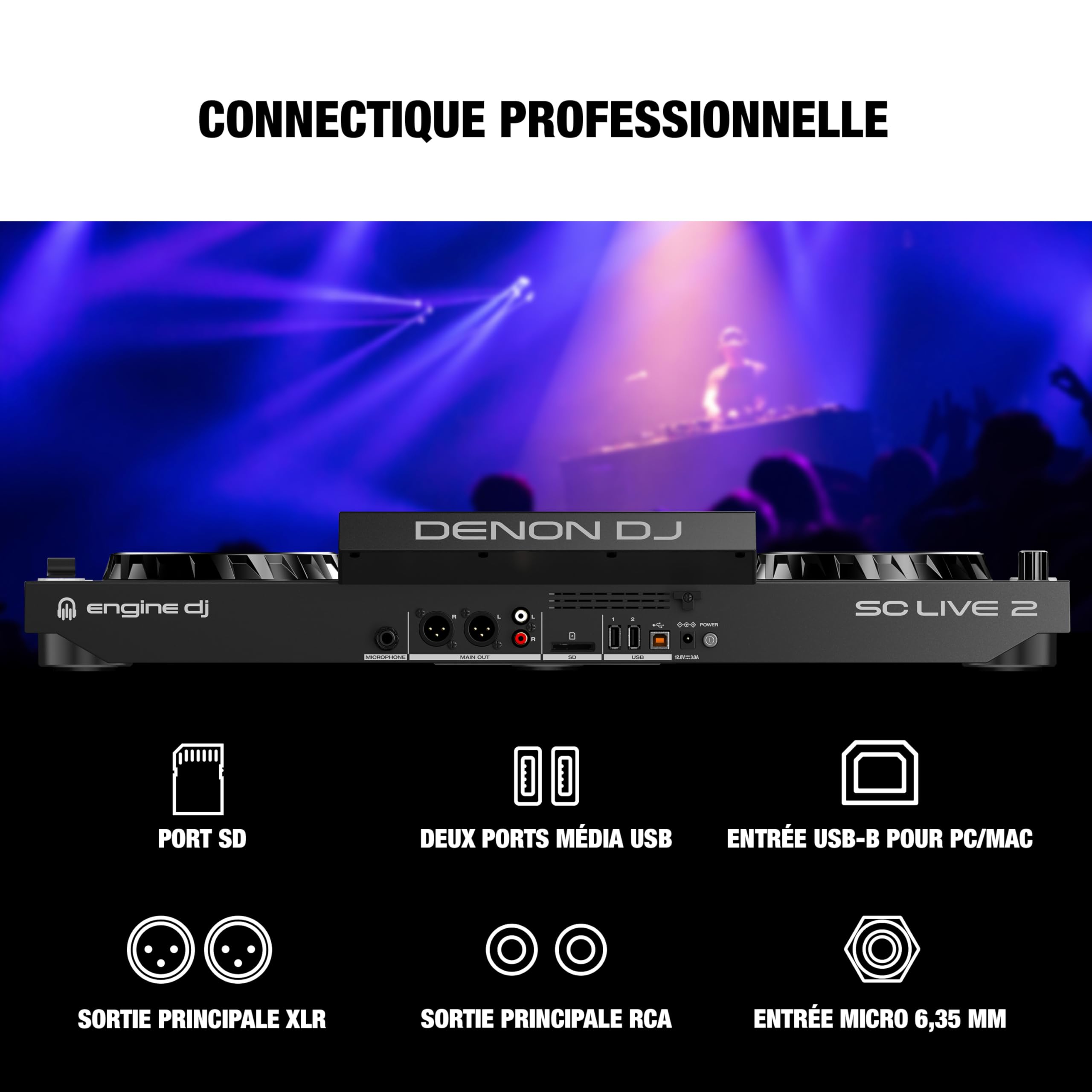 Denon DJ Contrôleur DJ autonome avec Amazon Music, écran tactile 7", Wi-Fi, haut-parleurs, compatible Serato DJ et Virtual DJ
