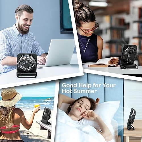Miniatura 7 de EasyAcc Ventilador personal de escritorio pequeño, batería de 2000 mAh, silencioso, mini ventilador de escritorio portátil recargable para cruceros,